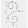 VOLUTE S FER PLAT SYMETRIQUE ACIER FORGÉ A CHAUD 155x72  - www.esse.fr