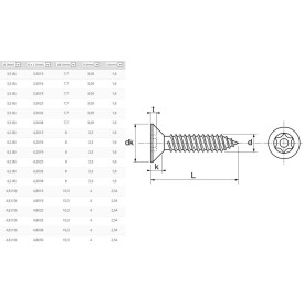 VIS TOLE TETE FRAISEE TORX A TETON DIN 7982 INOX A2 - www.esse.fr