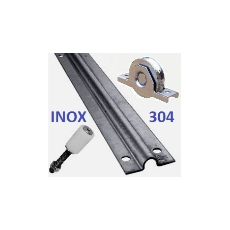 KIT INOX 304 ROUES U + RAILS + OLIVES SUPPORT INTÉRIEUR - www.esse.fr