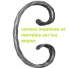 VOLUTE EN C FER PLAT ACIER FORMÉ ET FORGÉ A CHAUD imprimé et martelé sur les angles M0468