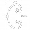 VOLUTE À NOYAUX EN C 16X6 FER FORGÉ ENROULÉ 117x67 - www.esse.fr