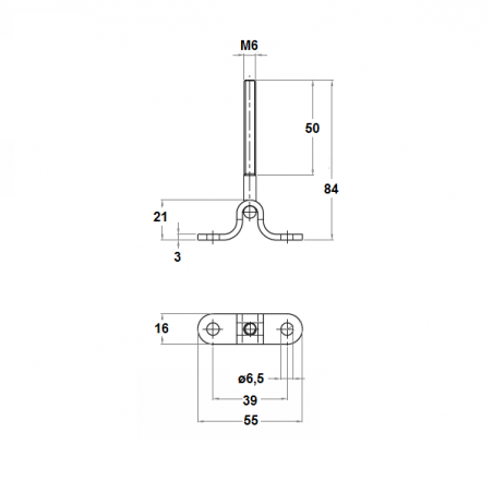 SUPPORT MURAL POUR CÂBLE AVEC FILETAGE INOX 316