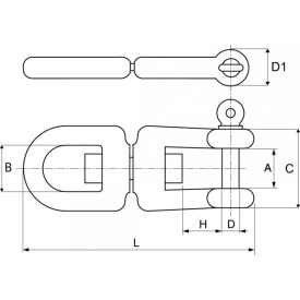 ÉMERILLON À ANNEAU + MANILLE EN INOX A4 - DIMENSIONS DE 6 MM À 19 MM