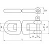 ÉMERILLON AVEC MANILLE INOX 316 DIAMÈTRES Ø6 À Ø19 DIMENSIONS