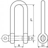 MANILLE DROITE LONGUE INOX 316 PITON À ŒIL Ø4 A Ø12 DIMENSIONS