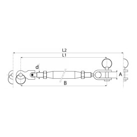 TENDEUR RIDOIR INOX 316 À 2 CHAPES ARTICULÉES M6 À M12