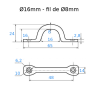 PONTET SECTION RONDE INOX A2 POUR FIXER Ø12 ET Ø16 - www.esse.fr