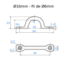 PONTET SECTION RONDE INOX A2 POUR FIXER Ø12 ET Ø16 - www.esse.fr