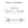 PONTET SECTION RONDE INOX A2 POUR FIXER Ø12 ET Ø16 - www.esse.fr