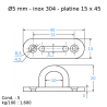 ANNEAU PLATINE ETROITE FIXATION CABLE INOX 304 316 - www.esse.fr