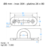 ANNEAU PLATINE ETROITE FIXATION CABLE INOX 304 316 - www.esse.fr