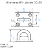 PONTET PLATINE A VISSER RECTANGLE INOX 316