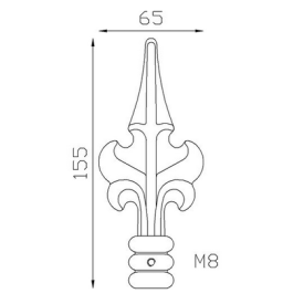 FER DE LANCE BARREAU ROND ACIER FORGÉ 155x65 - www.esse.fr