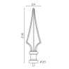 FER DE LANCE 230X64 EMBASE ø39  INSERT ACIER SOUDABLE  - www.esse.fr