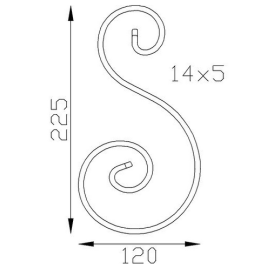 VOLUTE EN S PLAT ALU ASYMETRIQUE QUEUE DE CARPE - www.esse.fr