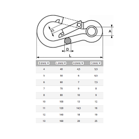 MOUSQUETON À ŒIL EN INOX A4 – DE Ø4 MM À Ø13 MM