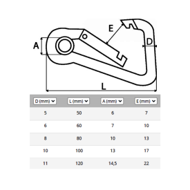 MOUSQUETON À ŒIL ASYMÉTRIQUE INOX 316 A4 Ø5 À Ø11 M3423