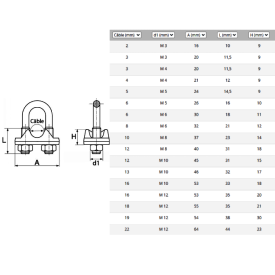 SERRE-CÂBLES À ÉTRIER INOX 316 SEMELLE FORGÉE Ø3 À Ø12