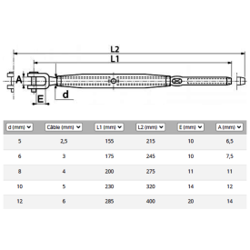 RIDOIR À CHAPE FIXE SOUDÉE + EMBOUT À SERTIR EN INOX A4 – DE 5 MM À 12