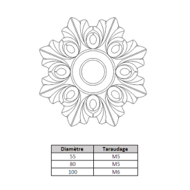 ROSACE MÉDAILLON ALUMINIUM À VISSER FILETAGE FER M6 U0221